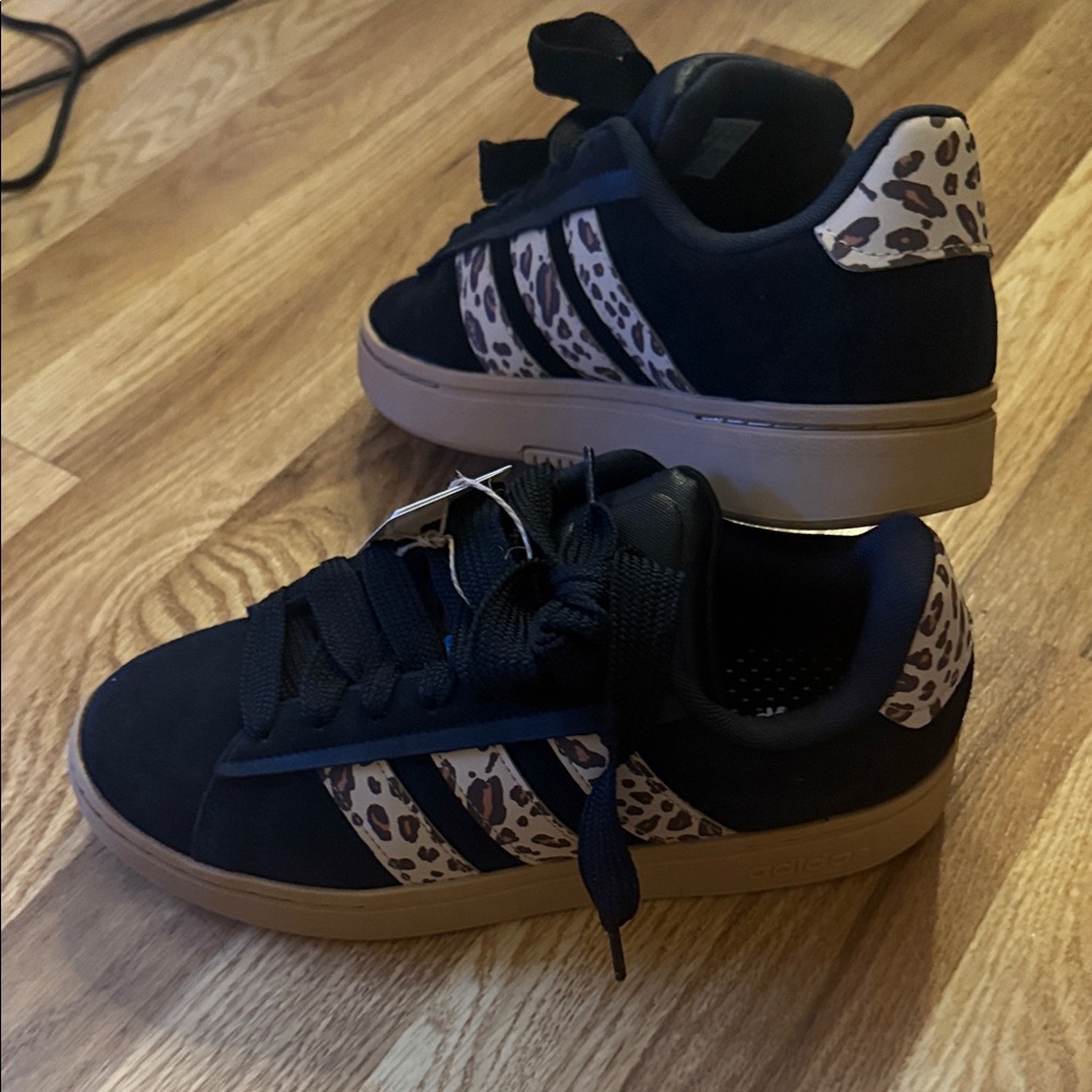 Adidas Black and Animal Print Sneakers